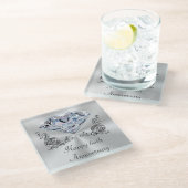 Diamant-Hochzeits-Jahrestags-Geschenke, Glasuntersetzer (Schrägansicht)