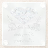 Diamant-Hochzeits-Jahrestags-Geschenke, Glasuntersetzer (Rückseite)