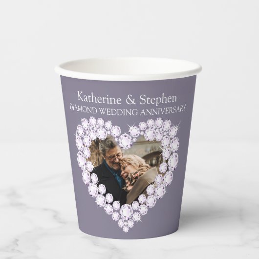 Diamant Hochzeitstag 60. Foto grau Pappbecher (Vorderseite)