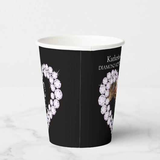 Diamant Hochzeitstag 60. Foto schwarz Pappbecher (Rechts)