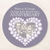 Diamant Hochzeitstag Herz Foto Untersetzer (Vorderseite)