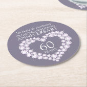Diamant-Hochzeitstag Herz-Untersetzer Runder Pappuntersetzer (Angewinkelt)