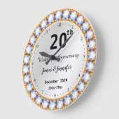 Diamant-Individuelle Name zum 20. Hochzeitstag Große Wanduhr (Winkel)