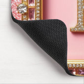 Diamant Initial B Pink Glitter Gold Rahmen Monogra Mousepad (Ecke)