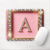 Diamant Initiale A Goldrahmen Pink Glitter Monogra Mousepad (Mit Mouse)