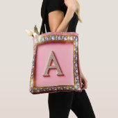 Diamant Initiale A Goldrahmen Pink Glitter Monogra Tasche (Von Nahem)