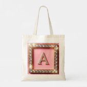 Diamant Initiale A Goldrahmen Pink Glitter Monogra Tragetasche (Rückseite)