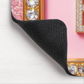 Diamant Initiale E Goldrahmen Pink Glitter Monogra Mousepad (Ecke)