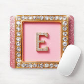 Diamant Initiale E Goldrahmen Pink Glitter Monogra Mousepad (Mit Mouse)