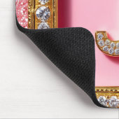 Diamant Initiale J Pink Glitter Gold Rahmen Monogr Mousepad (Ecke)