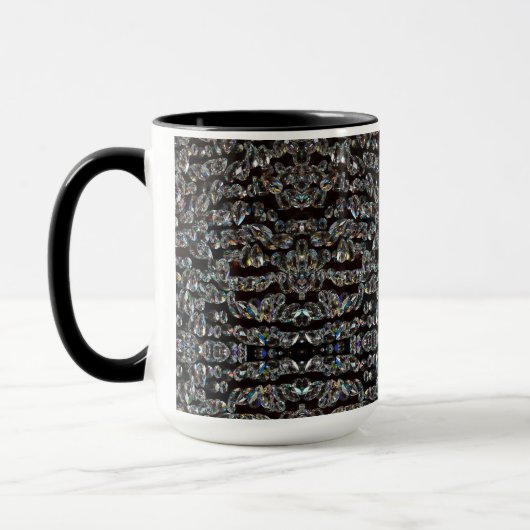 Diamant Juwel Muster elegante silberne schwarz Tasse (Links)