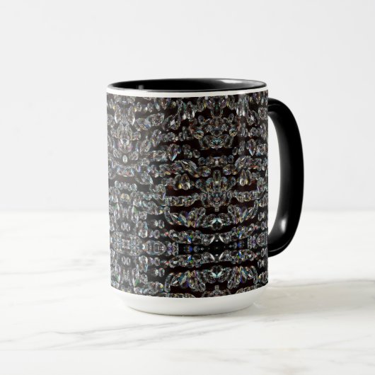 Diamant Juwel Muster elegante silberne schwarz Tasse (VorderseiteRechts)