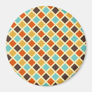 Diamant karierte, blau gelbe Retrofarben Magnet