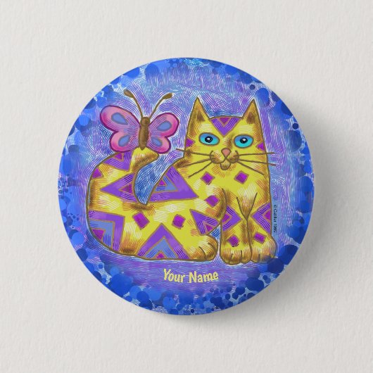 Diamant-Katzen-Anstecknadel Button (Vorderseite)