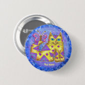 Diamant-Katzen-Anstecknadel Button (Vorne & Hinten)