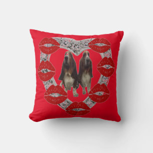 Diamant-Kissen mit Bassets & Kisses Kissen