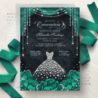 Diamant-Kleid-Bling-Quinceanera-Einladung Einladung