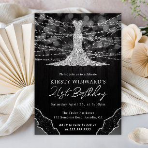 Diamant-Kleid & Bokeh-Lichterkette 21. Geburtstag Einladung