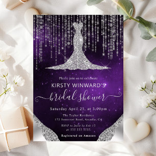 Diamant Kleid & Bokeh Lichterkette Brautparty Einladung