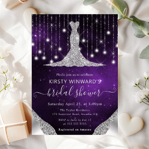 Diamant Kleid & Bokeh Lichterkette Brautparty Einladung