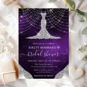Diamant Kleid & Bokeh Lichterkette Brautparty Einladung