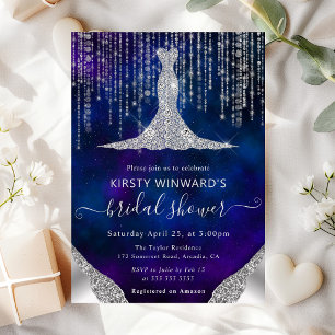 Diamant Kleid & Bokeh Lichterkette Brautparty Einladung