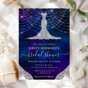 Diamant Kleid & Bokeh Lichterkette Brautparty Einladung