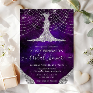 Diamant Kleid & Bokeh Lichterkette Brautparty Einladung
