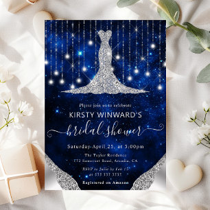 Diamant Kleid & Bokeh Lichterkette Brautparty Einladung