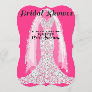 Diamant Kleid Heiß Pink Schwarz Glam Brautparty Einladung