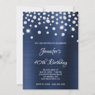 Diamant Konfetti Navy Blau Satin Folie Ombre Einladung