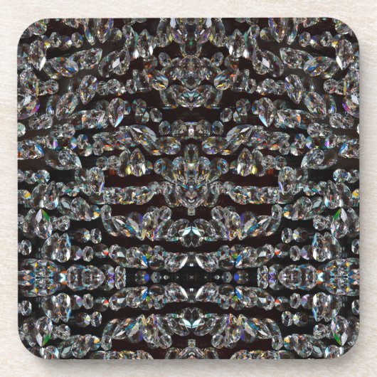 Diamant Kristall-Muster silberschwarz elegant Getränkeuntersetzer (Vorderseite)