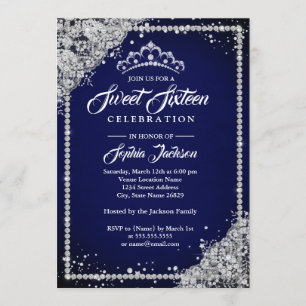 Diamant-Lace-Sparkling-Tiara-Navy-Sweet-Sixteen Einladung