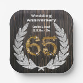 Diamant Laurel & 65. Gold, Hochzeitstag Pa Pappteller (Vorderseite)