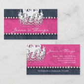 Diamant-Leuchter-Blumenrosa des Denim-n Visitenkarte (Vorne/Hinten)