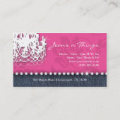Diamant-Leuchter-Blumenrosa des Denim-n Visitenkarte (Rückseite)