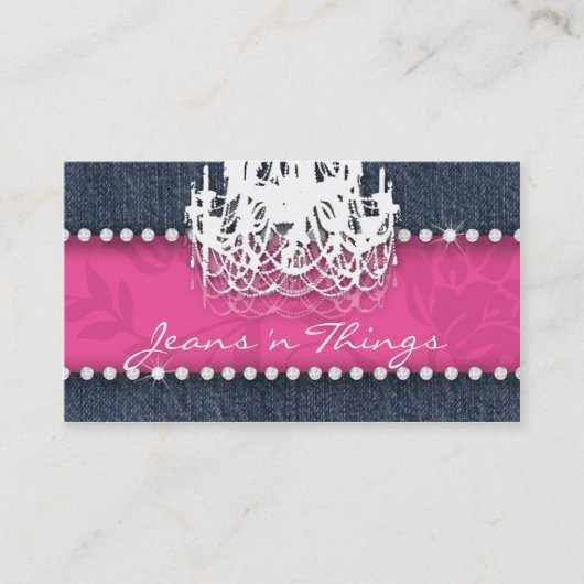 Diamant-Leuchter-Blumenrosa des Denim-n Visitenkarte (Vorderseite)