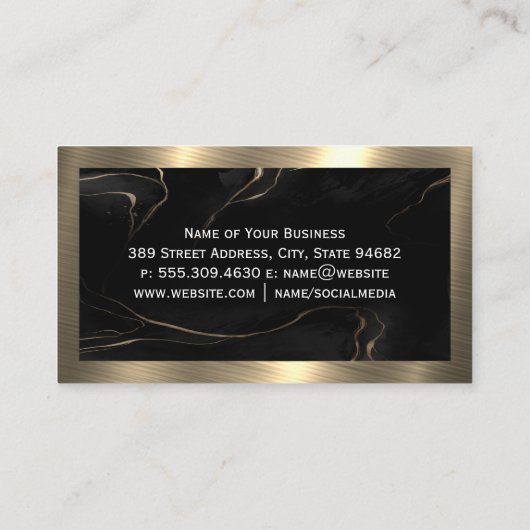 Diamant-Logo | Schwarzer Marmor | Gold Metallic Visitenkarte (Rückseite)