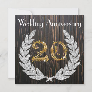 Diamant Lorbeer & Gold 20. Hochzeitstag Einladung