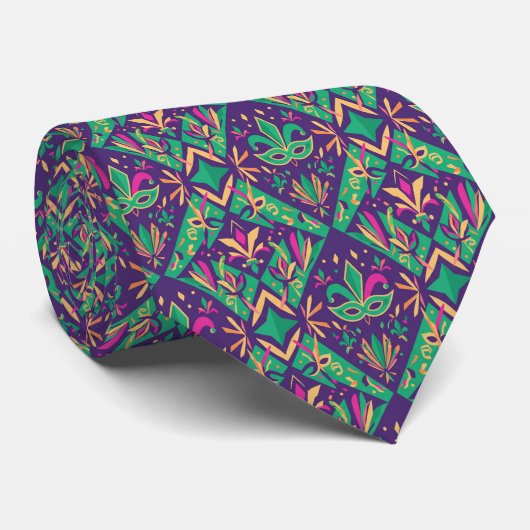 Diamant-Masquerade-Mardi-Gras-Schlips Krawatte (Gerollt)