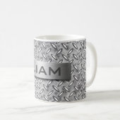 Diamant-Metallplatte mit Monogramm-Stahlnamensplat Kaffeetasse (VorderseiteRechts)