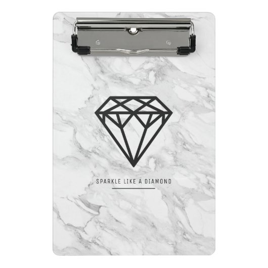 Diamant mit Marmor Mini Klemmbrett (Vorderseite)