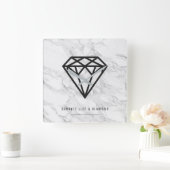 Diamant mit Marmor Quadratische Wanduhr (Zuhause)