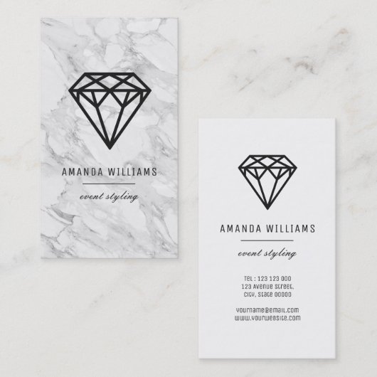 Diamant mit Marmor Visitenkarte (Vorne/Hinten)