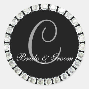 Diamant-Monogramm-C-anpassbares Siegel Runder Aufkleber