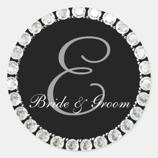 Diamant-Monogramm E anpassbares Siegel Runder Aufkleber (Vorderseite)