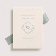 Diamant Monogramm mit Blume Dusty Blue Wedding