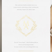 Diamant Monogramm mit Blume in Gold-Hochzeit Folieneinladung