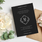 Diamant Monogramm mit Blume in Schwarz Hochzeit Einladung