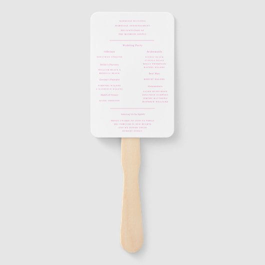 Diamant Monogramm mit Blume Rosa Hochzeitsprogramm Fächer (Rückseite)